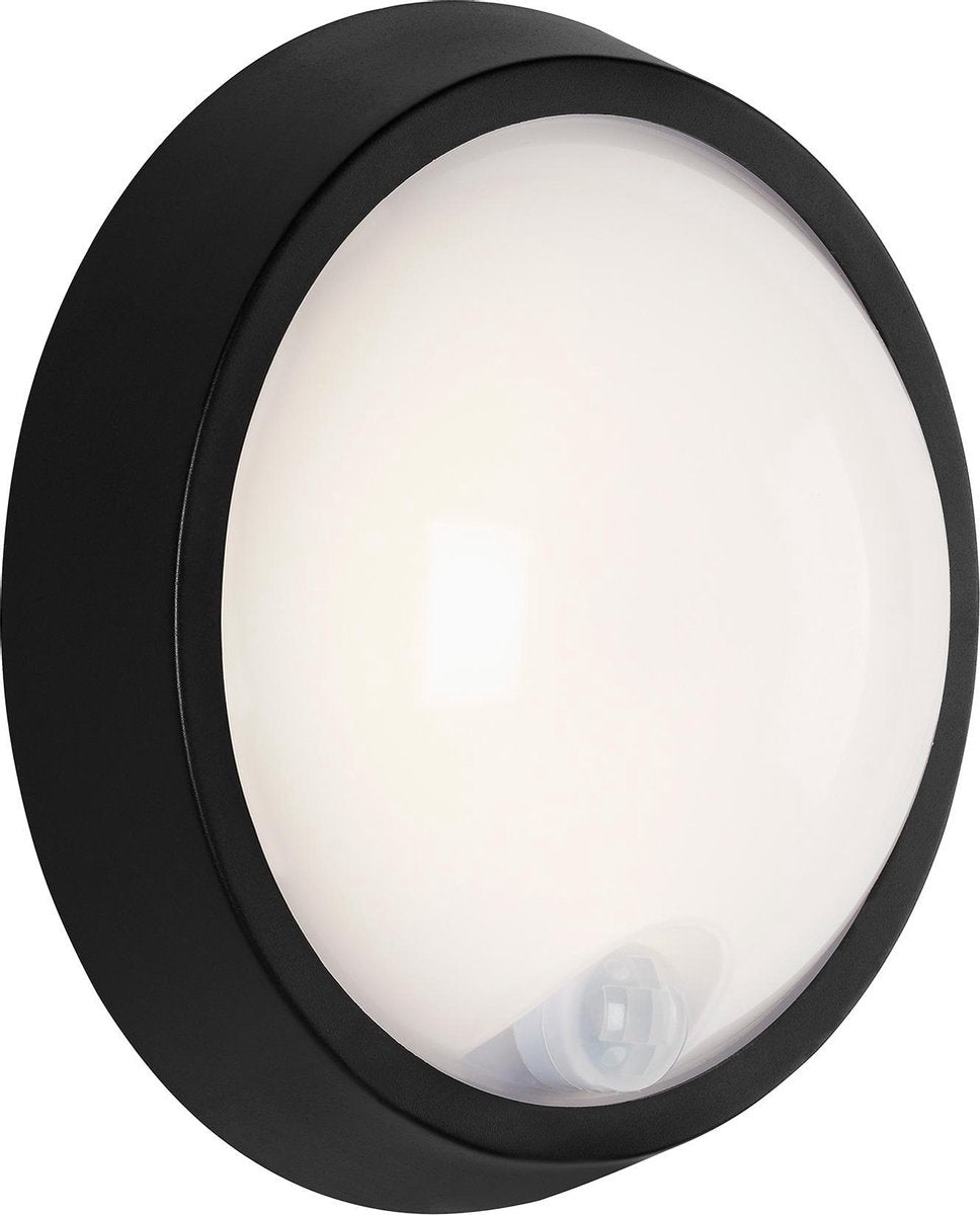 Briloner helsinki - éclairage extérieur - applique LED - avec détecteur de mouvement - 12w - ip44 - ø17 cm - noir