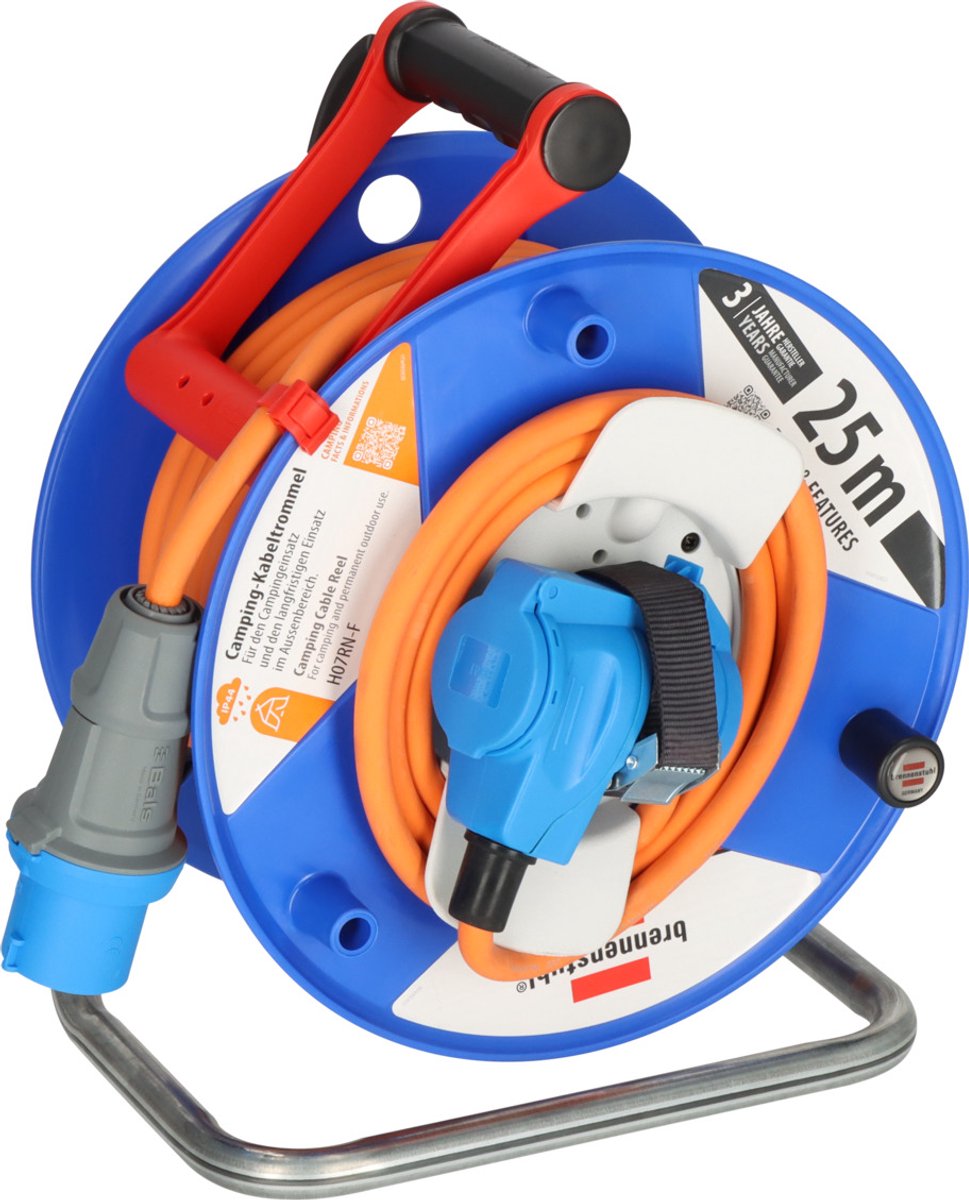 Brennenstuhl CEE-Cable Reel avec 23 + 2M RN Cable en orange