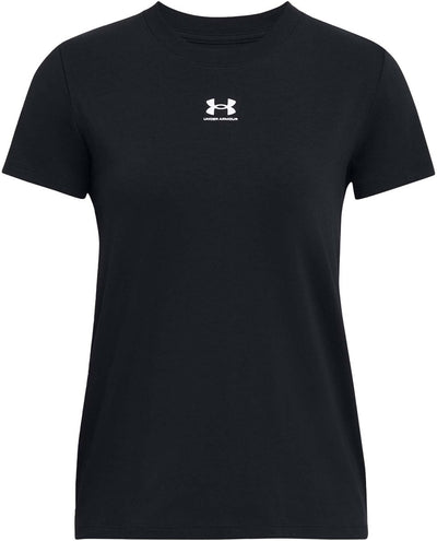 Chemise de sport Under Armour UA Rival Core SS-BLK pour Femme - Noir - Blanc