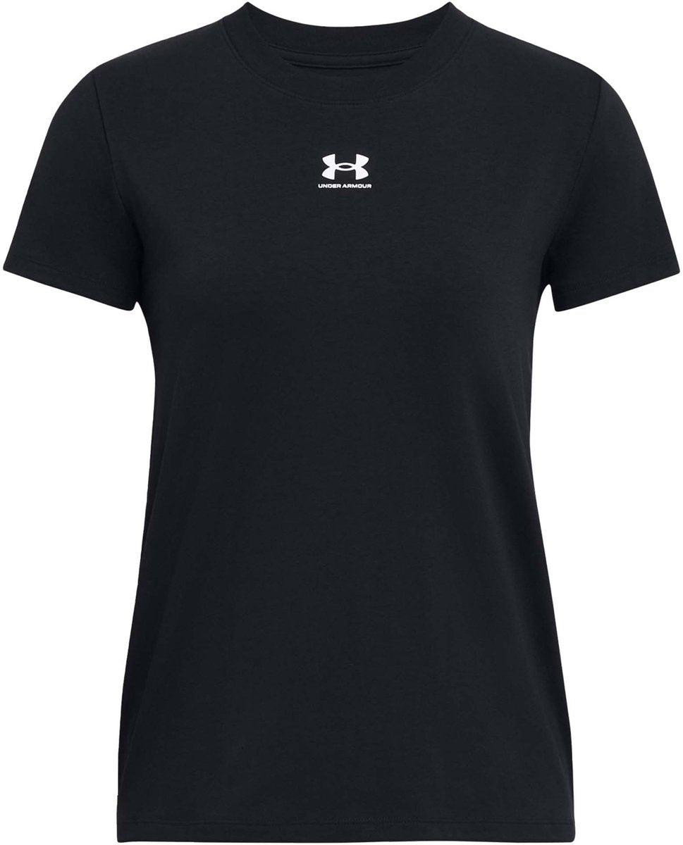 Chemise de sport Under Armour UA Rival Core SS-BLK pour Femme - Noir - Blanc