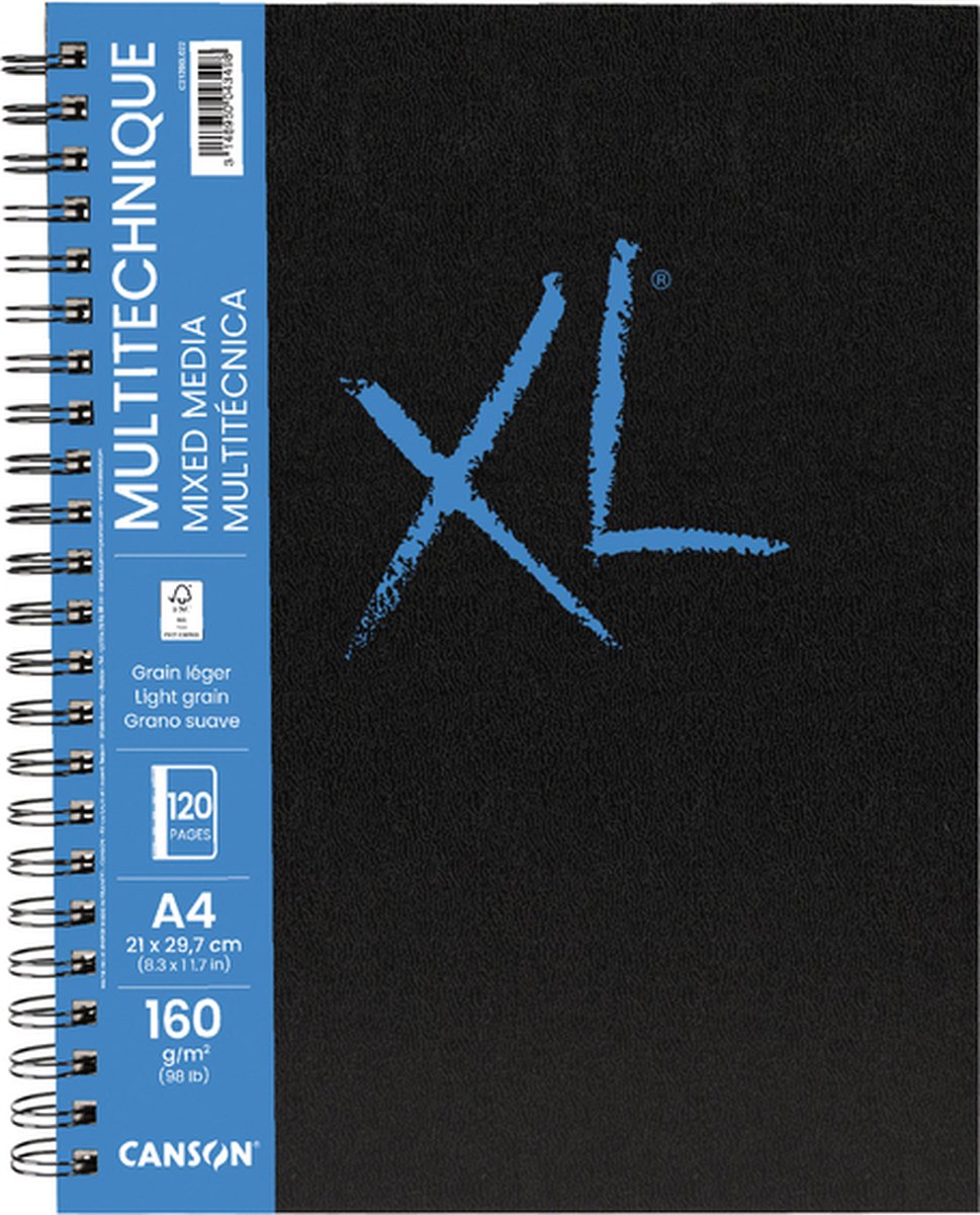 Canson - carnet de croquis mix media xl a4 60v 160gr spirale