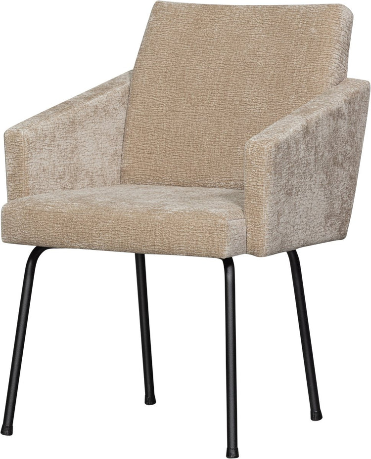 Chaise de salle à manger Woood Mount avec accoudoirs - chenille 3D - sable - 82x61x65