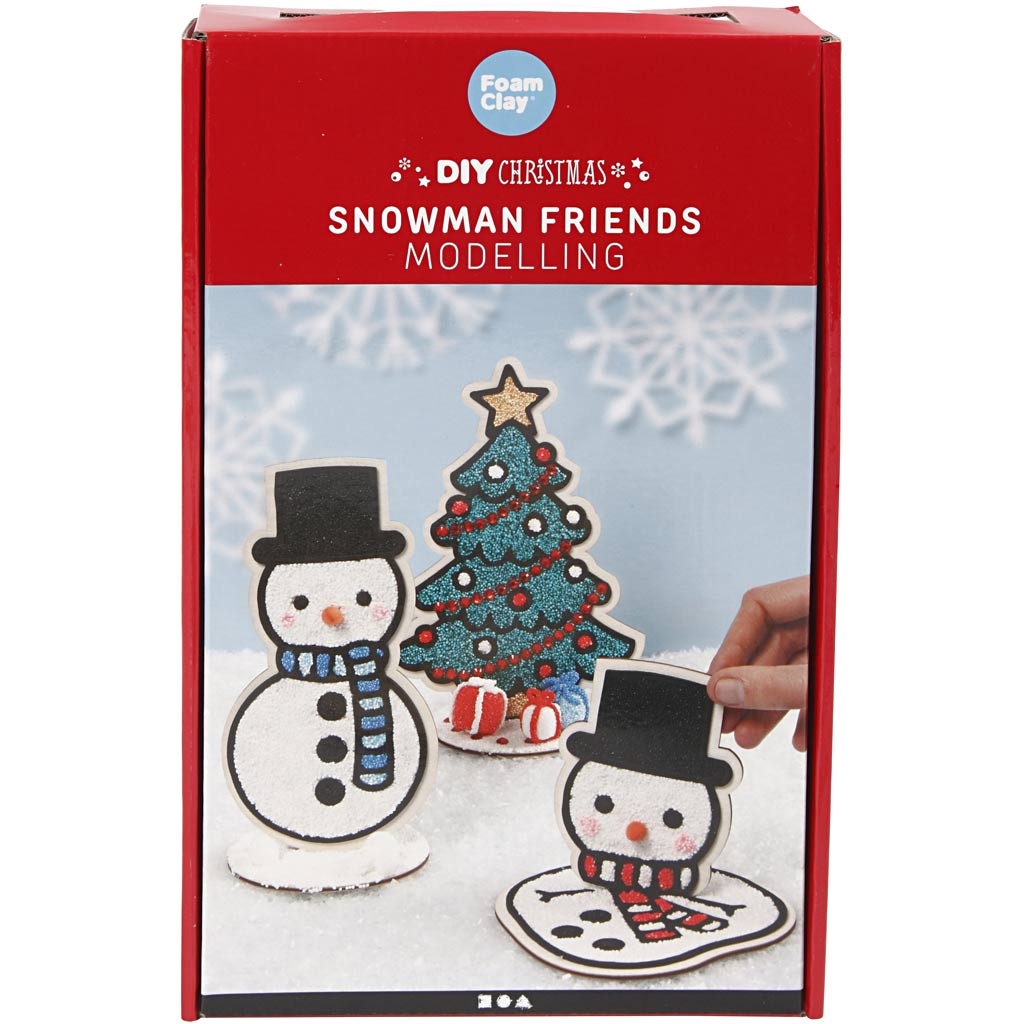 Bonhomme de neige en pâte à modeler avec sapin de Noël, 1 set