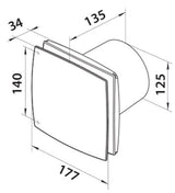 Ventilateur 125 mm silencieux avec minuterie. Capteur d'humidité blanc - afbeelding 4