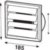 Grille à lamelles inox 185x185mm 125 mm
