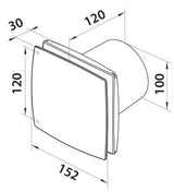 Ventilateur 100 mm silencieux avec minuterie. Capteur d'humidité blanc - afbeelding 4