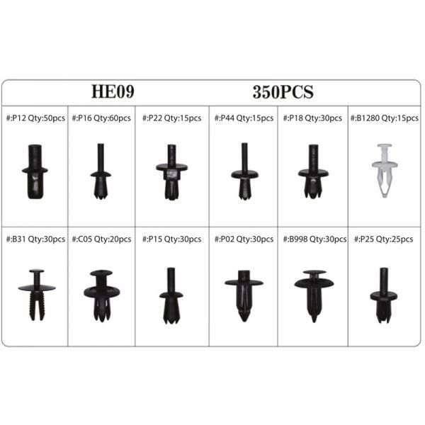 Topgear Topgear Interior Fixing Clips Asd. 350 pièces