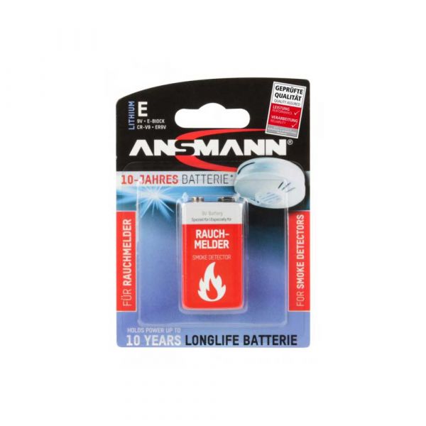 Détecteur de fumée 10 ans Batterie au lithium 9 volts.