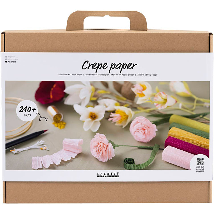 Creativ company maxi hobby set papier crépon, fleurs, rapport crépon : 180%, 105 gr, 1 boîte