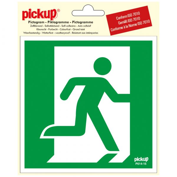 Exit d'urgence des autocollants à droite - 150x150 mm.