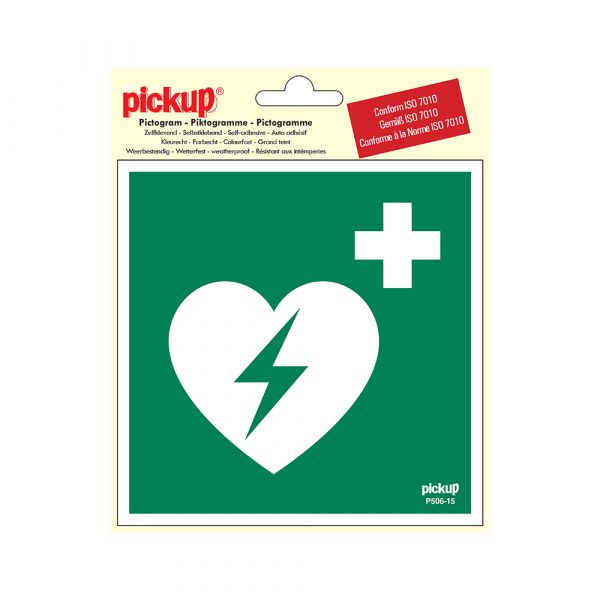 Autocollant AED - 150x150 mm.