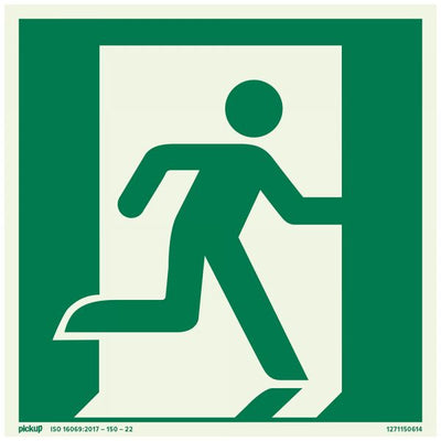 Sortie d'urgence de la plaque à droite FTLM - 150x150 mm auto-adhésif.