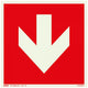 Plaque rouge avec flèche FTLM - 150x150 mm auto-adhésif.