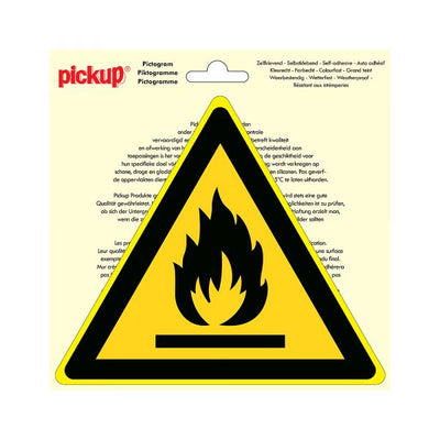 Substances inflammables autocollants - Triangle de 200 mm.