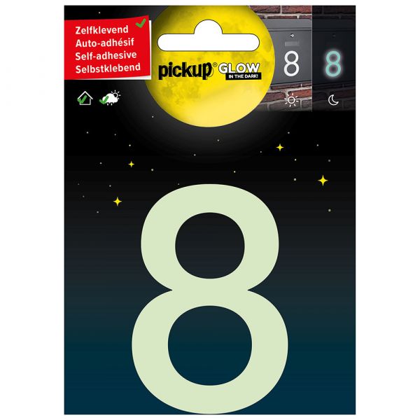 Glow in the Dark Number 8 - 75 mm-Adhesive.