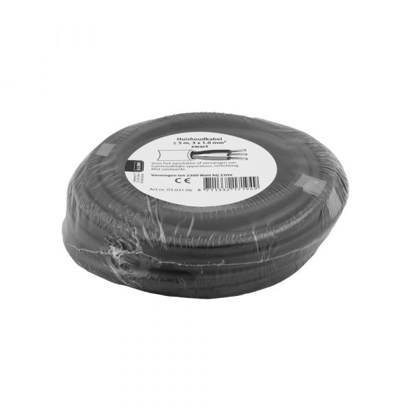 Câble ménage 3x1,0 noir 5 mètres