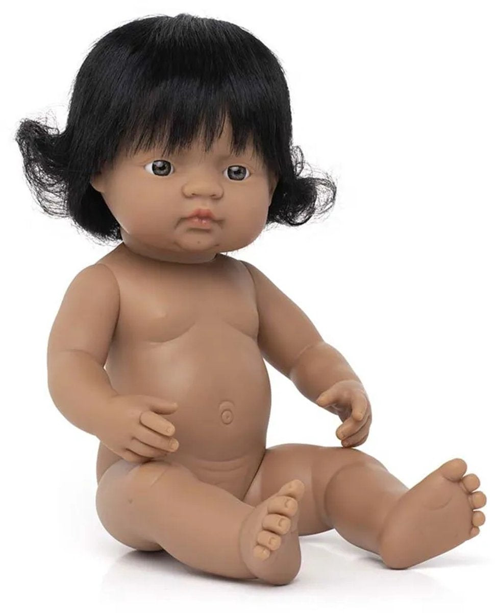 Poupée Miniland - Poupée fille latine 38cm - au parfum vanille - imperméable - 10 mois