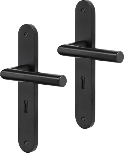 Ferrures de porte intérieure Impresso London - bouclier de porte ovale avec vis et trou de serrure - aluminium - noir