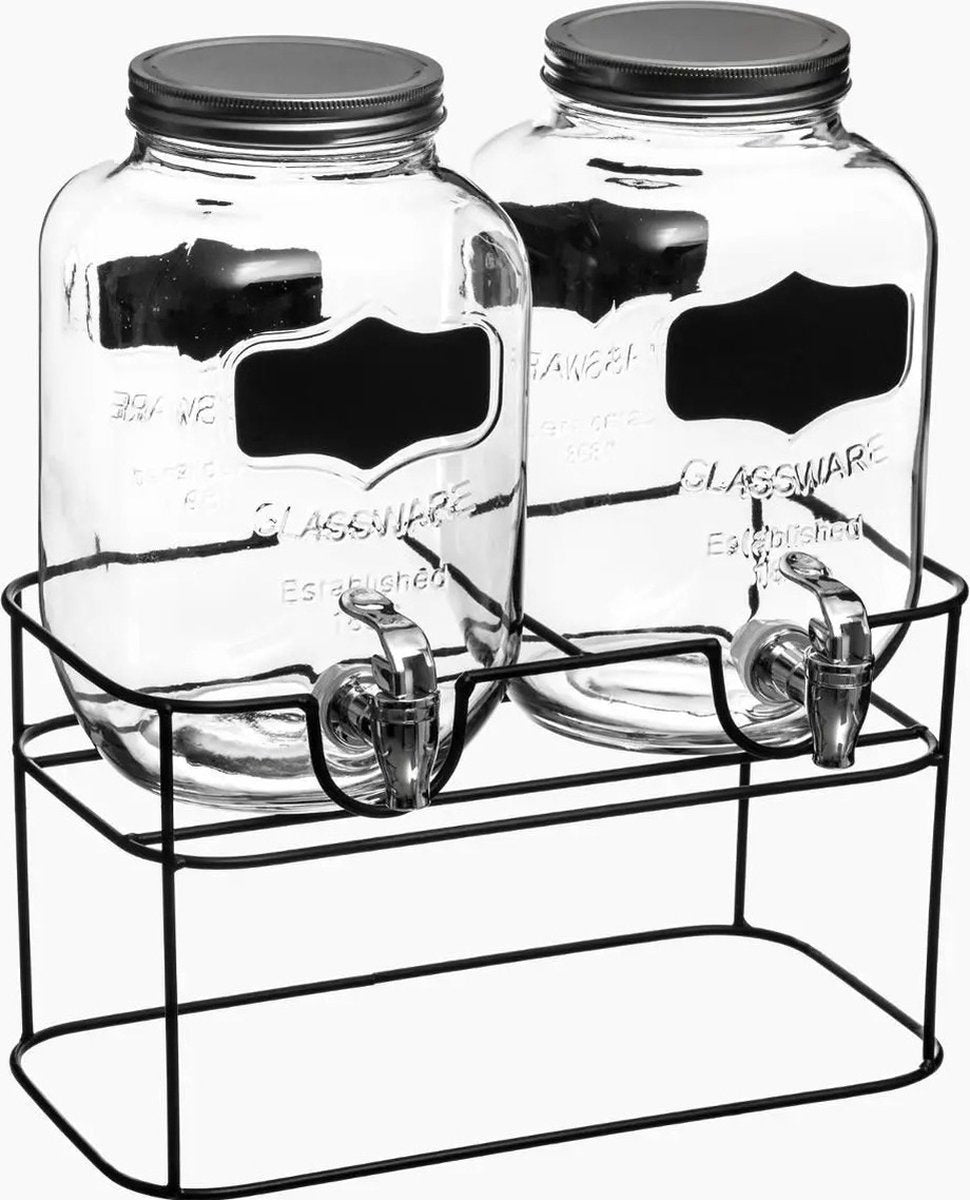 Distributeur de boissons Secret de gourmet ® avec support - distributeur de jus - distributeur de limonade - robinet de limonade - 2 x 4 litres