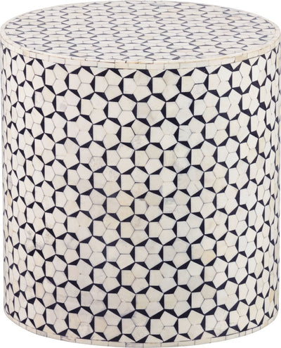 Table d'appoint Woood neva - incrustation d'os - noir et blanc - 40x37x37