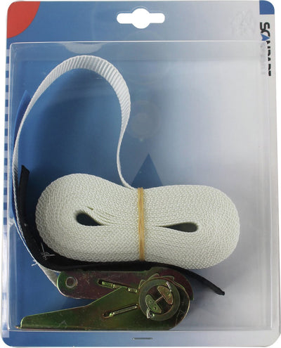 Sangle de tension Scanpart avec cliquet 5 mètres - particulièrement adaptée à la stabilité du sèche-linge - sangle de montage pour colonne lave-linge séchant - blanche