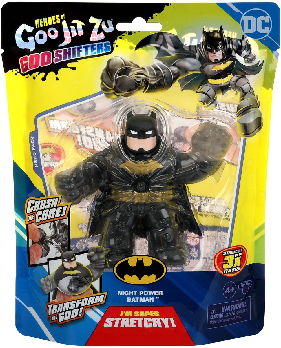 Goo jit zu heros of dc goo shifters batman – figurine extensible avec noyau de changement de couleur