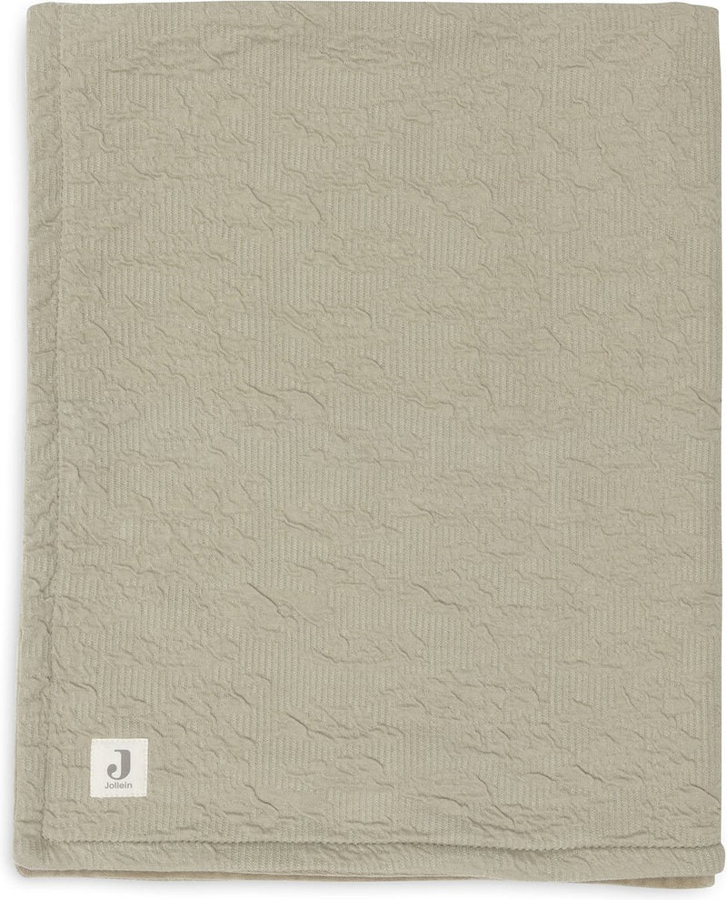 Jollein - couverture de berceau 75x100cm - couverture de berceau, couverture de berceau, couverture bébé - vagues douces - velours vert olive