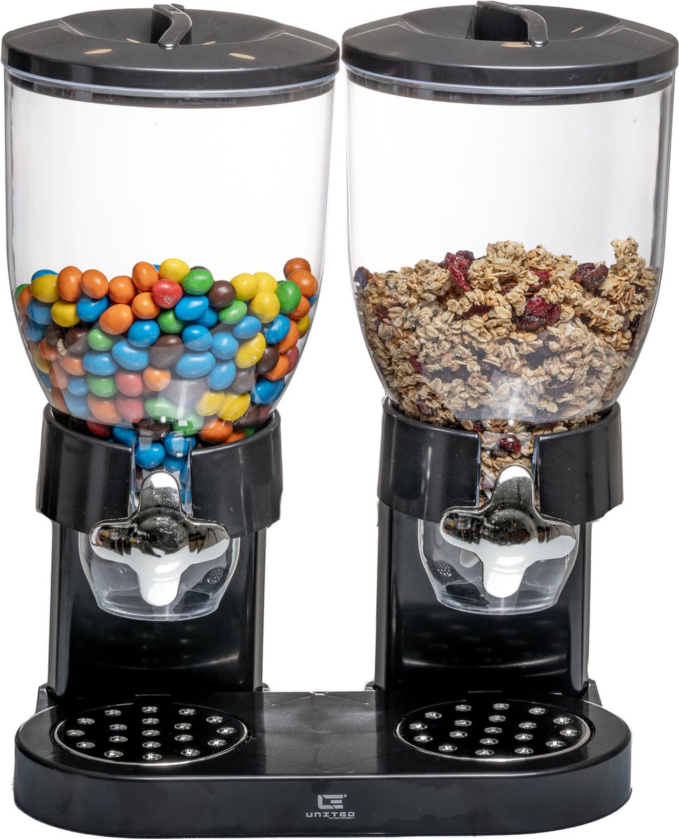 United entertainment - distributeur de cornflakes - 2 distributeurs - 41 x 32,5 x 19 cm - noir