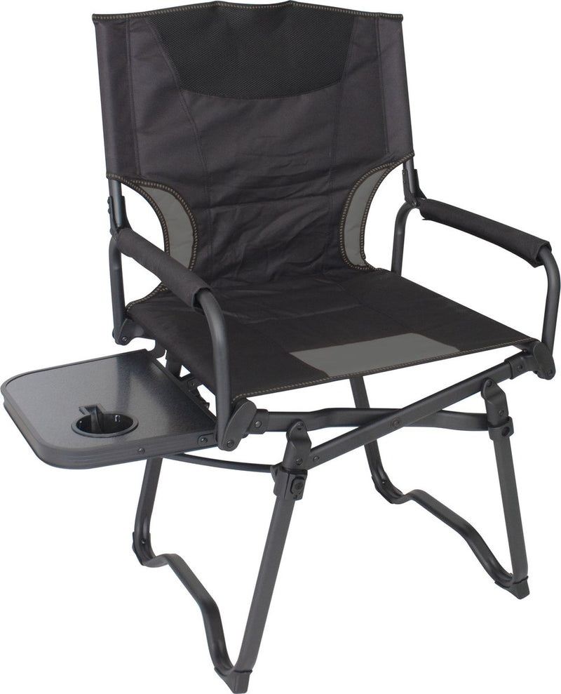 Eurotrail chaise de camping chaise pliante sisteron, avec table d'appoint et porte-gobelet, noir gris
