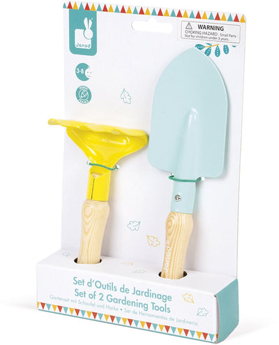 Janod - happy garden - set de jardinage - pelle et râteau