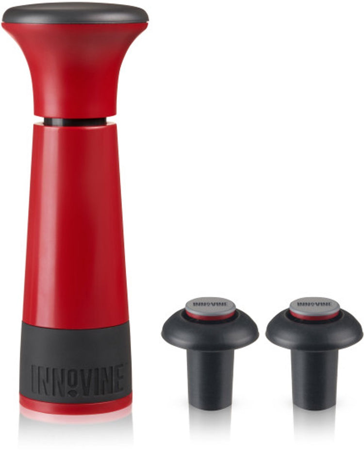Innovine ™ pompe à vide économiseur de vin en framboise - pompe à vin avec 2 bouchons
