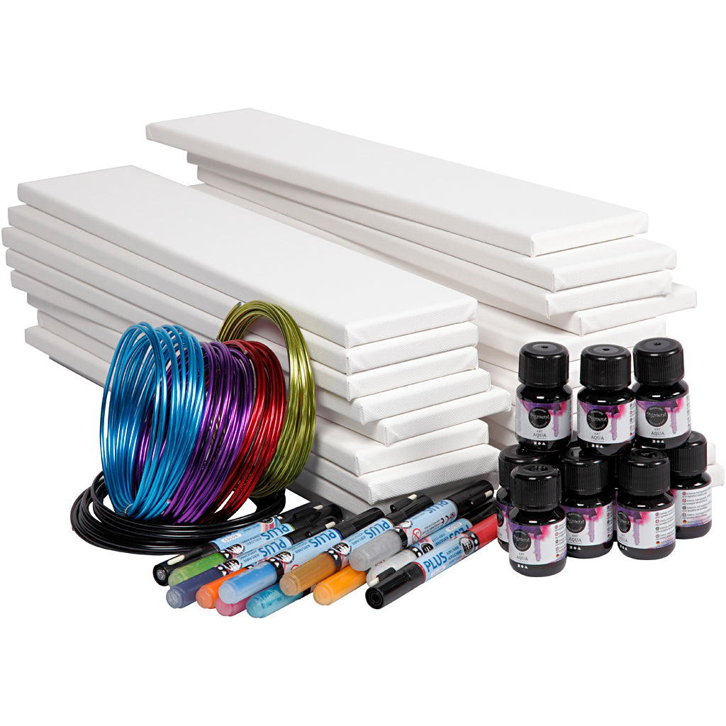 Longues toiles à l'aquarelle, blanches, 20 pièces, 1 set