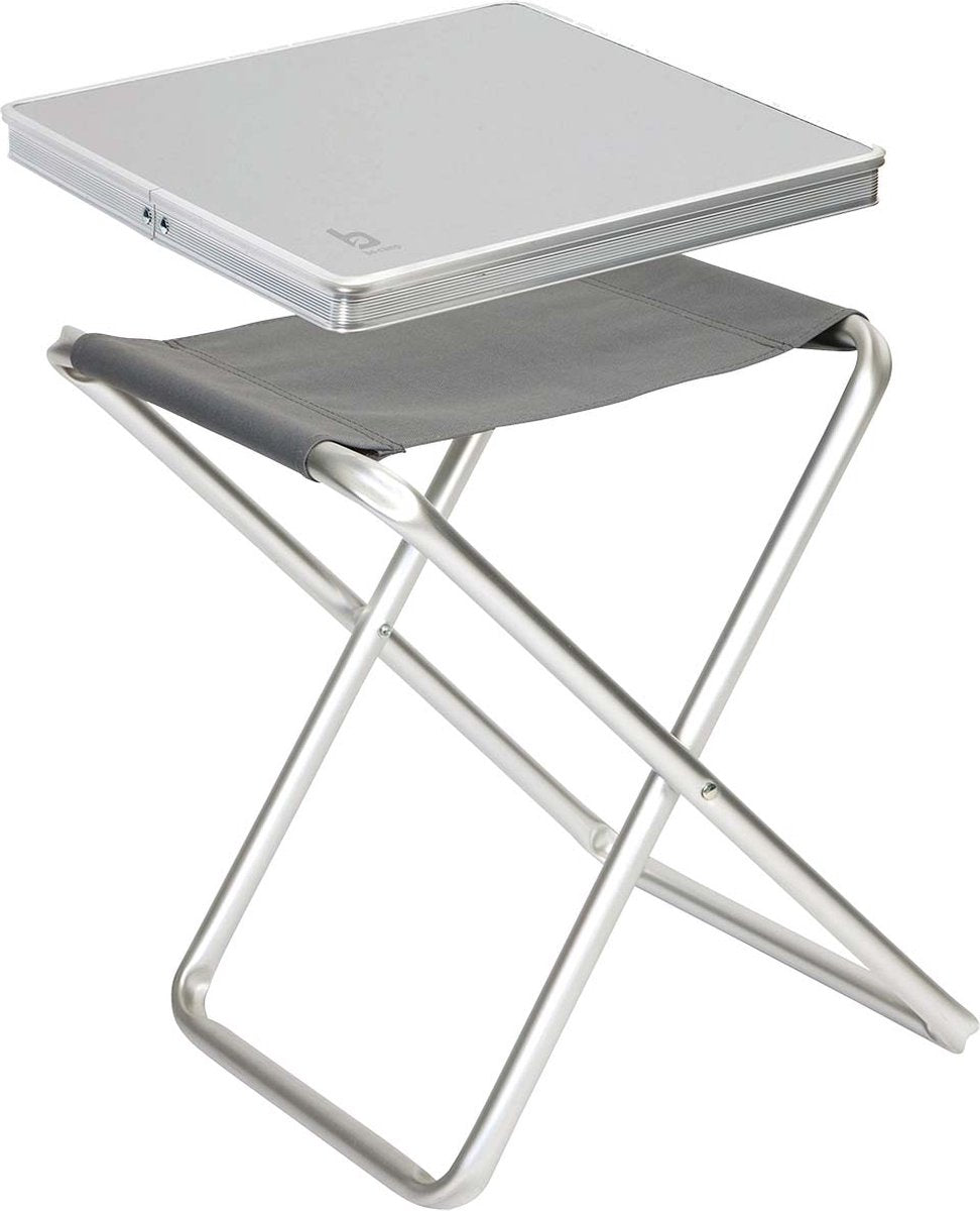 Bo-camp - tabouret + étagère - pliable - gris