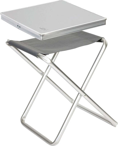 Bo-camp - tabouret + étagère - pliable - gris