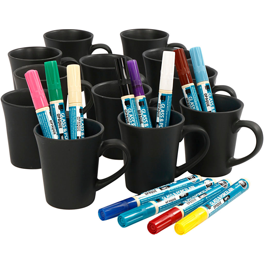 Creativ company group set peinture tasses noires, différentes couleurs, 36 pièces, 1 set