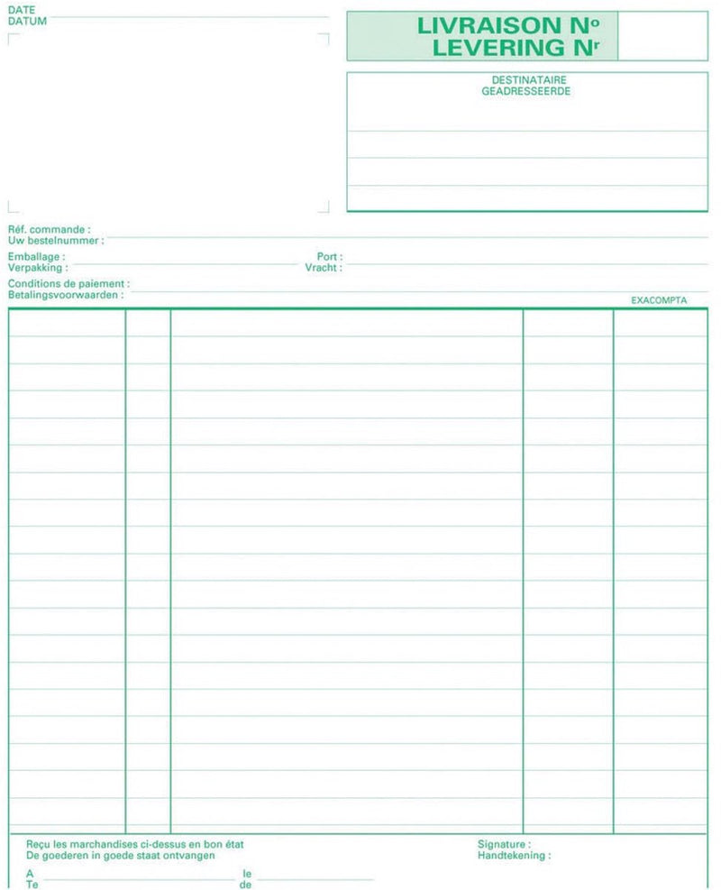 Registre des livraisons exacompta 53161x 18x21cm triple autocopiant nl fr
