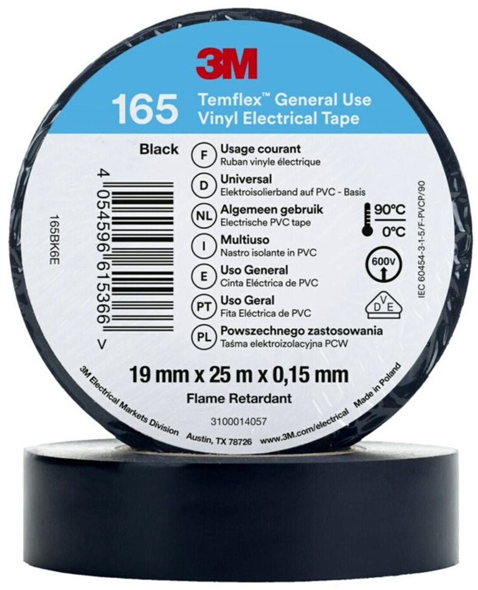 3m™ 3m temflex™ - noir - ruban isolant -165 ruban adhésif - 7100184723