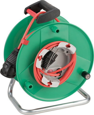 Enrouleur de câble Brennerstuhl garantâ® g ip44 (enrouleur de câble extérieur pour le jardin avec 38+2m de câble en rouge, plastique spécial, usage extérieur temporaire et limité, fabriqué en Allemagne)
