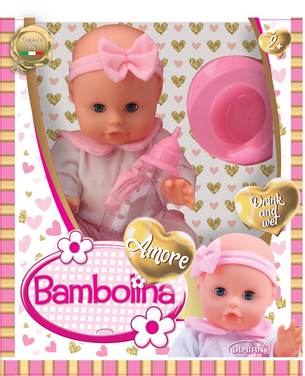 Poupée Dimian avec pot et gourde - amore - 33 cm.