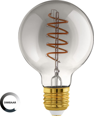 Lampe LED Eglo - E27 - ø 8 cm - G80 - fumée - 2000k - dimmable