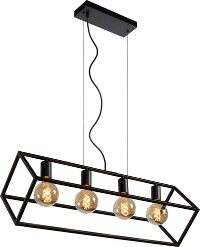 Lucide fabian - lampe suspendue - 4xe27 - noir