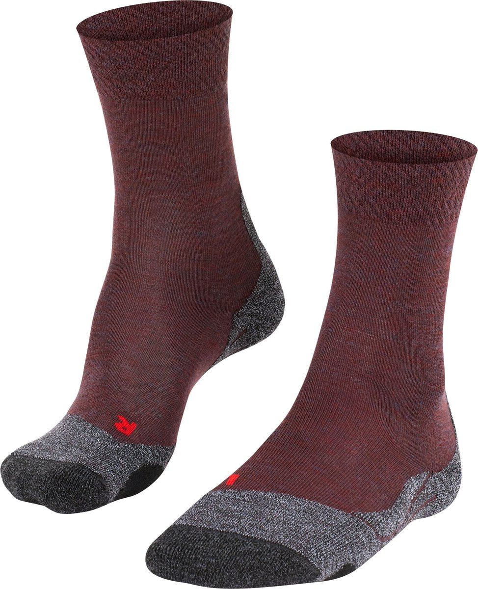 Falke tk2 mélange anti-ampoules laine épaisse matériau fonctionnel chaussettes de marche femme rouge - taille 39-40