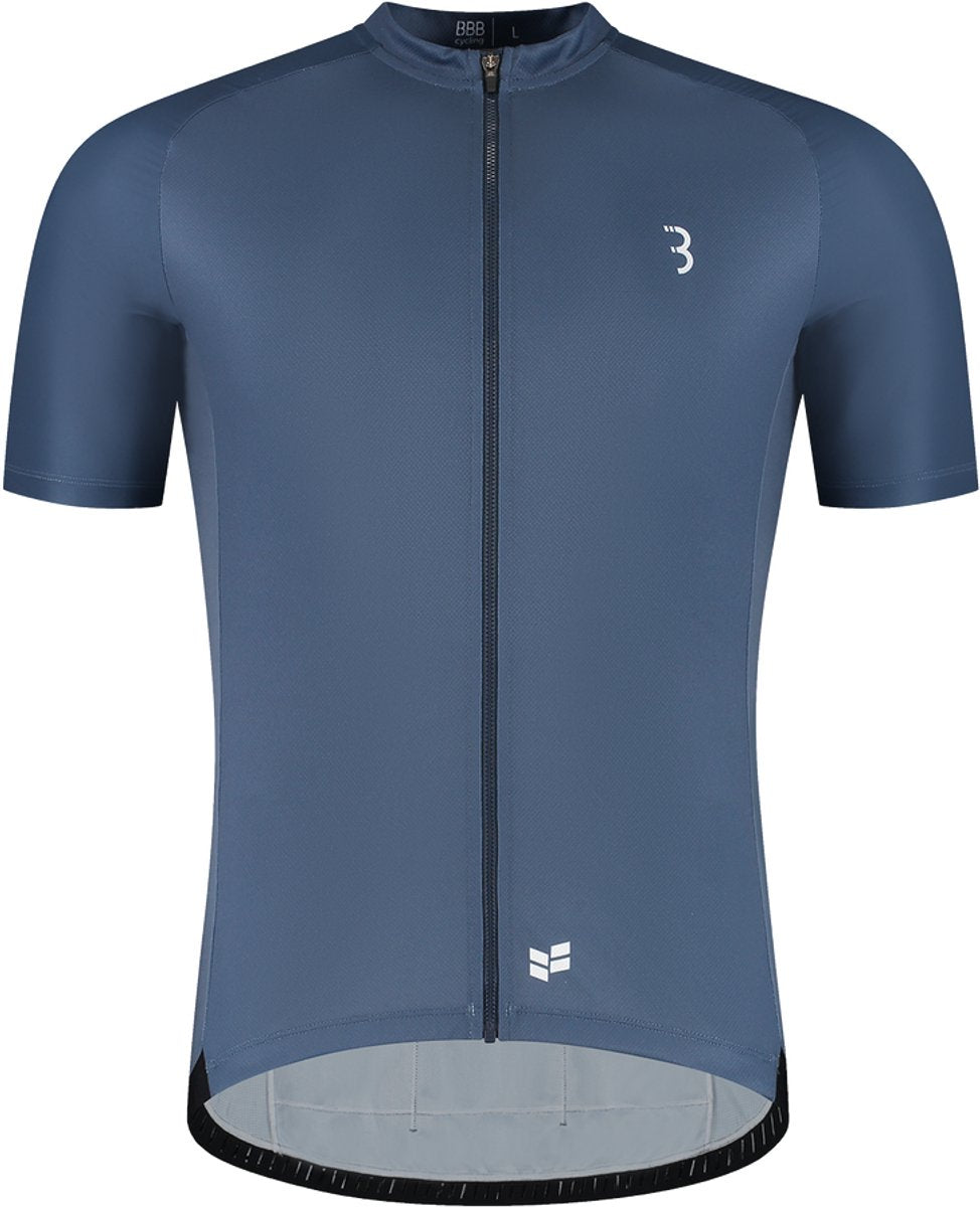 Bbb cycling confortfit r - chemise de cyclisme durable à manches courtes pour hommes - 15-25 °c - chemise respirante VTT et cyclisme - 3 poches arrière - bleu acier