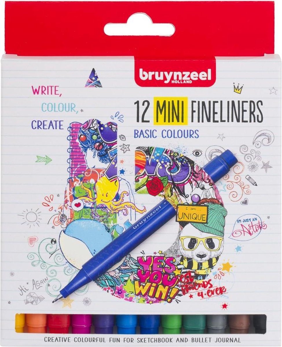 Bruynzeel Fineliner mini set 12 couleurs