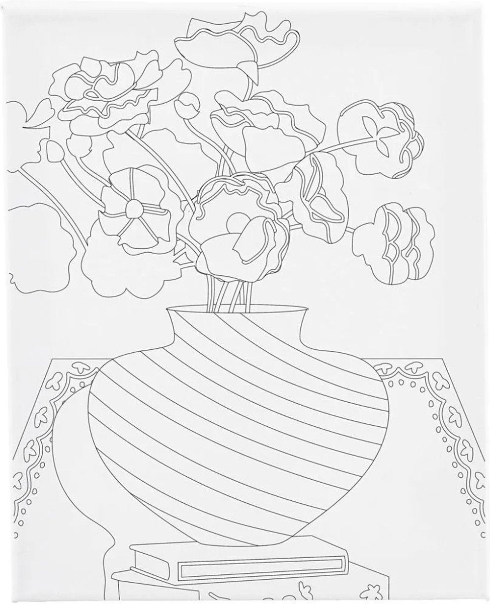 Creativ company toile de peinture avec impression, bouquet dans un vase, d: 1,6 cm, taille 24x30 cm, 360 g, 1 pièce