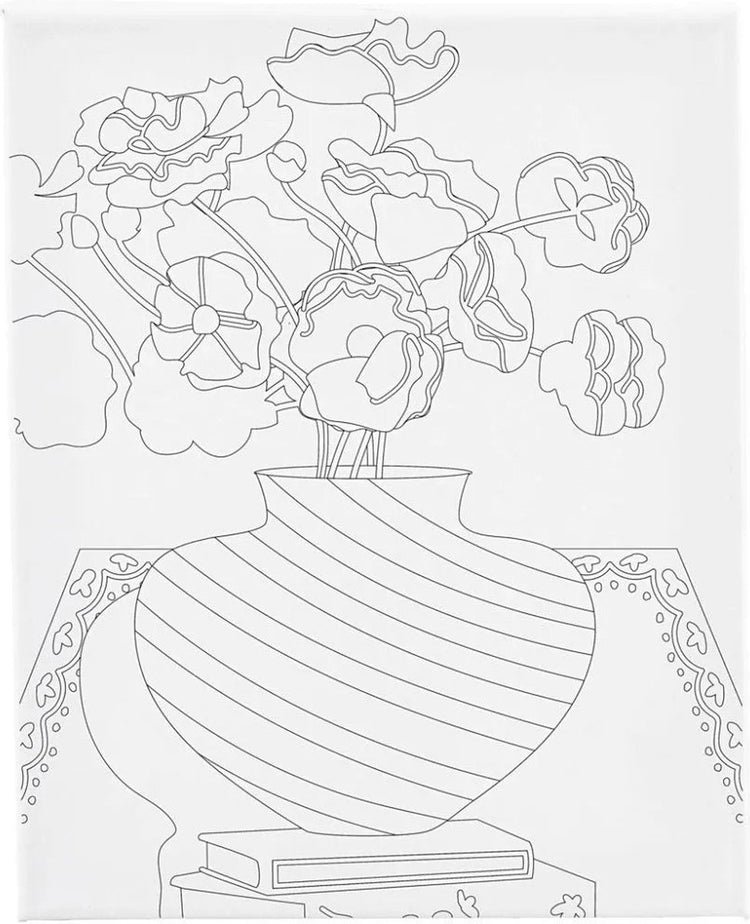 Creativ company toile de peinture avec impression, bouquet dans un vase, d: 1,6 cm, taille 24x30 cm, 360 g, 1 pièce