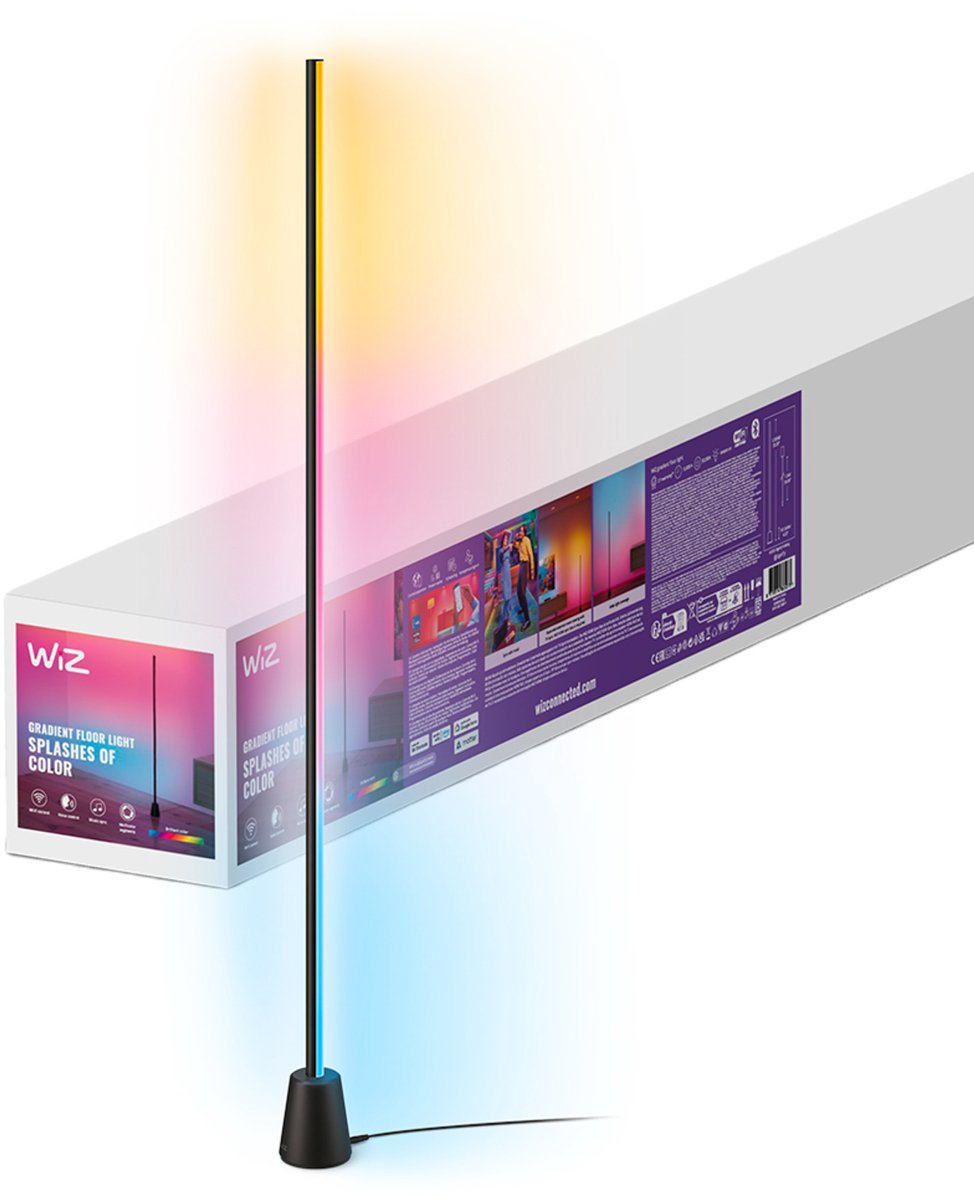 Lampadaire dégradé Wiz - divertissement - rgbic : plusieurs couleurs en même temps - installation facile - 140 cm