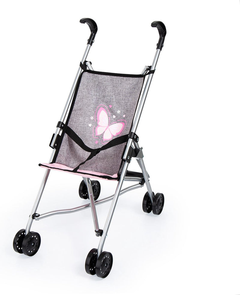 Bayer design - poussette de poupée - gris avec motif papillon