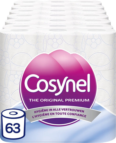 Papier toilette Cosynel - 63 rouleaux - texture bleue - 3 couches - pack économique