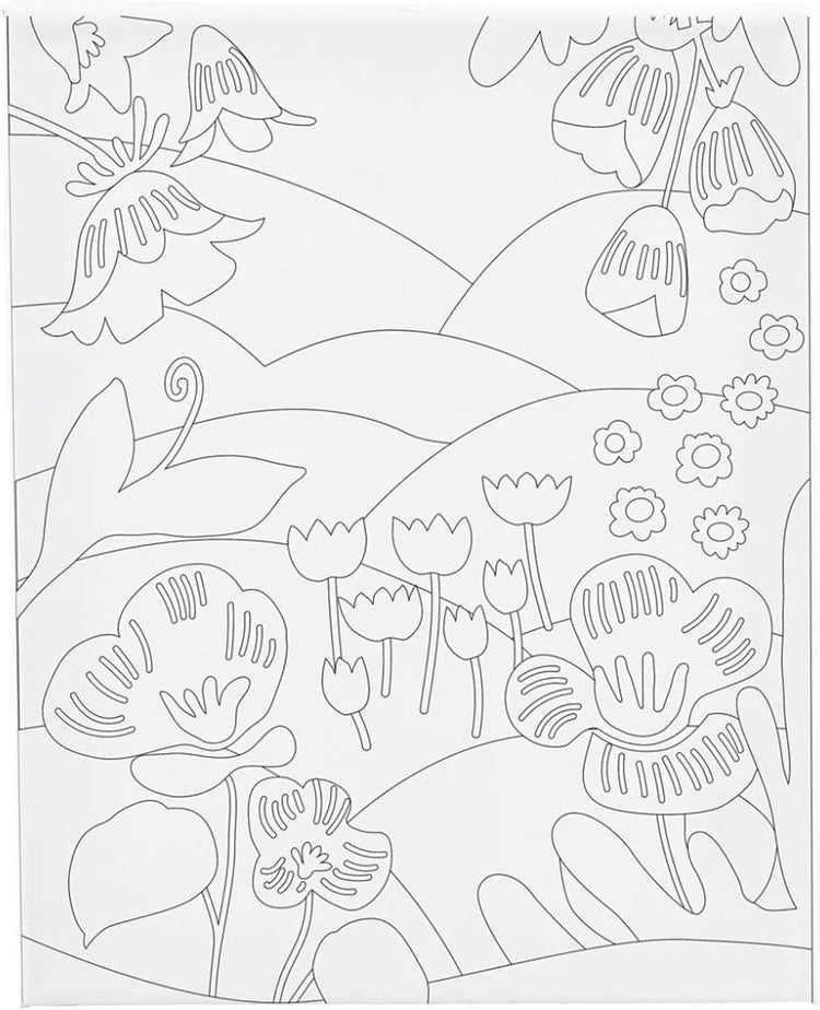 Creativ company toile de peinture avec impression, paysage floral, d: 1,6 cm, format 24x30 cm, 360 g, 1 pièce